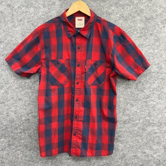 Levi's Men's Button Up Shirt Casual 100% Cotton, Relax Fit, Red, Size M - Picture 1 of 9